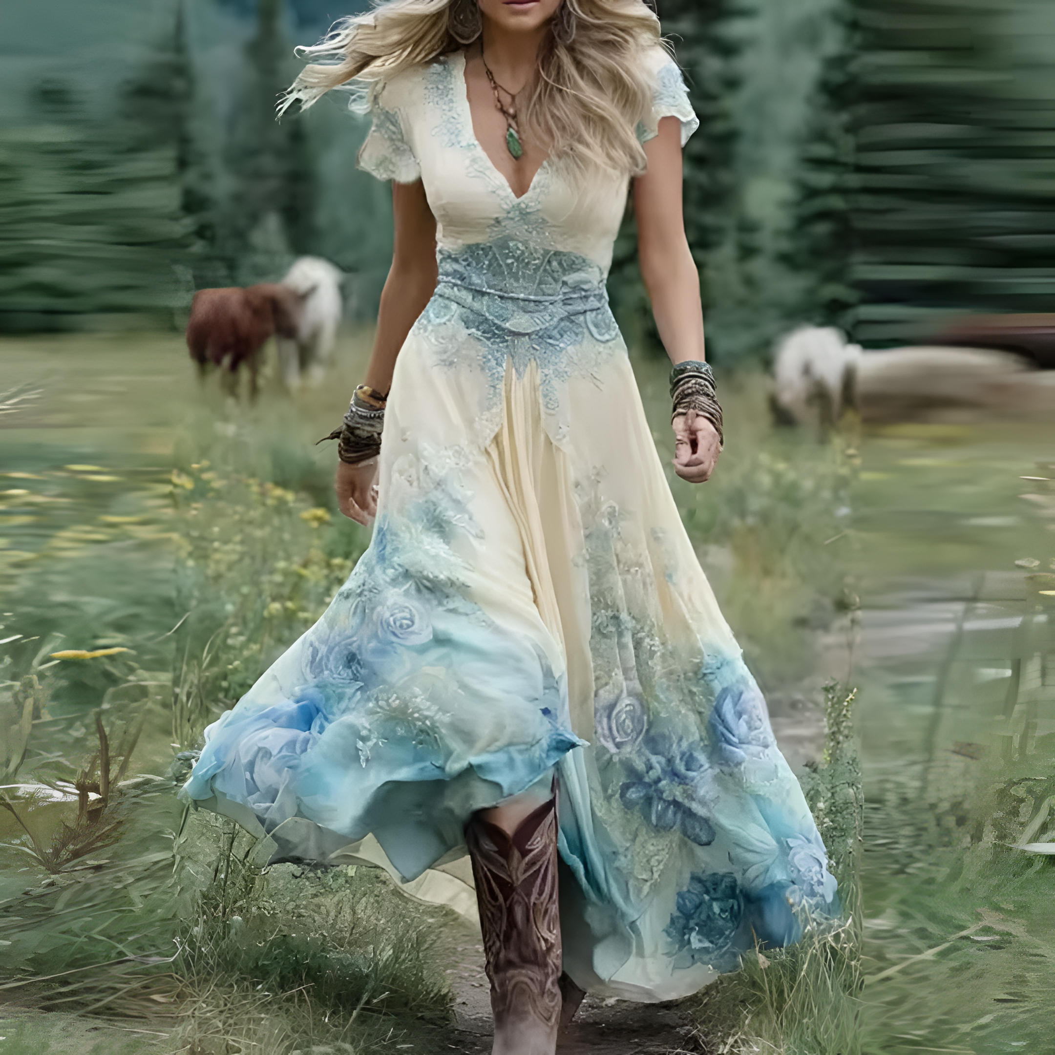 Kazimiera – Elegancka Sukienka Kwiatowa