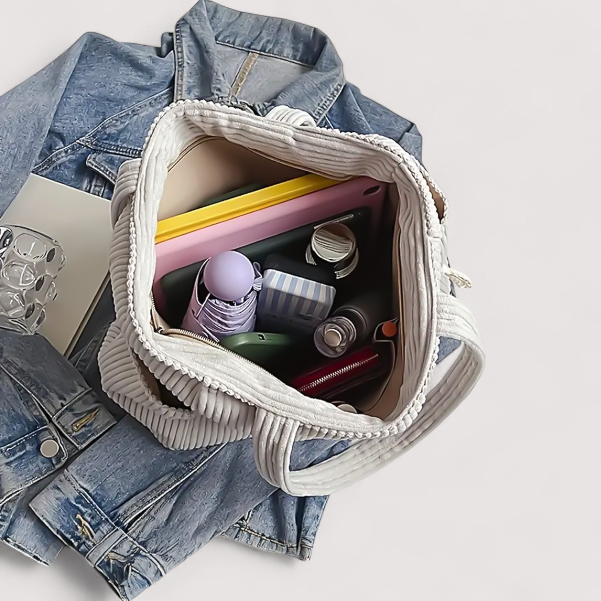 Grażyna – Elegancka Torebka z Prążkowanej Tkaniny