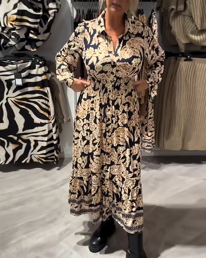 EWALINA | Modna wzorzysta sukienka na jesień