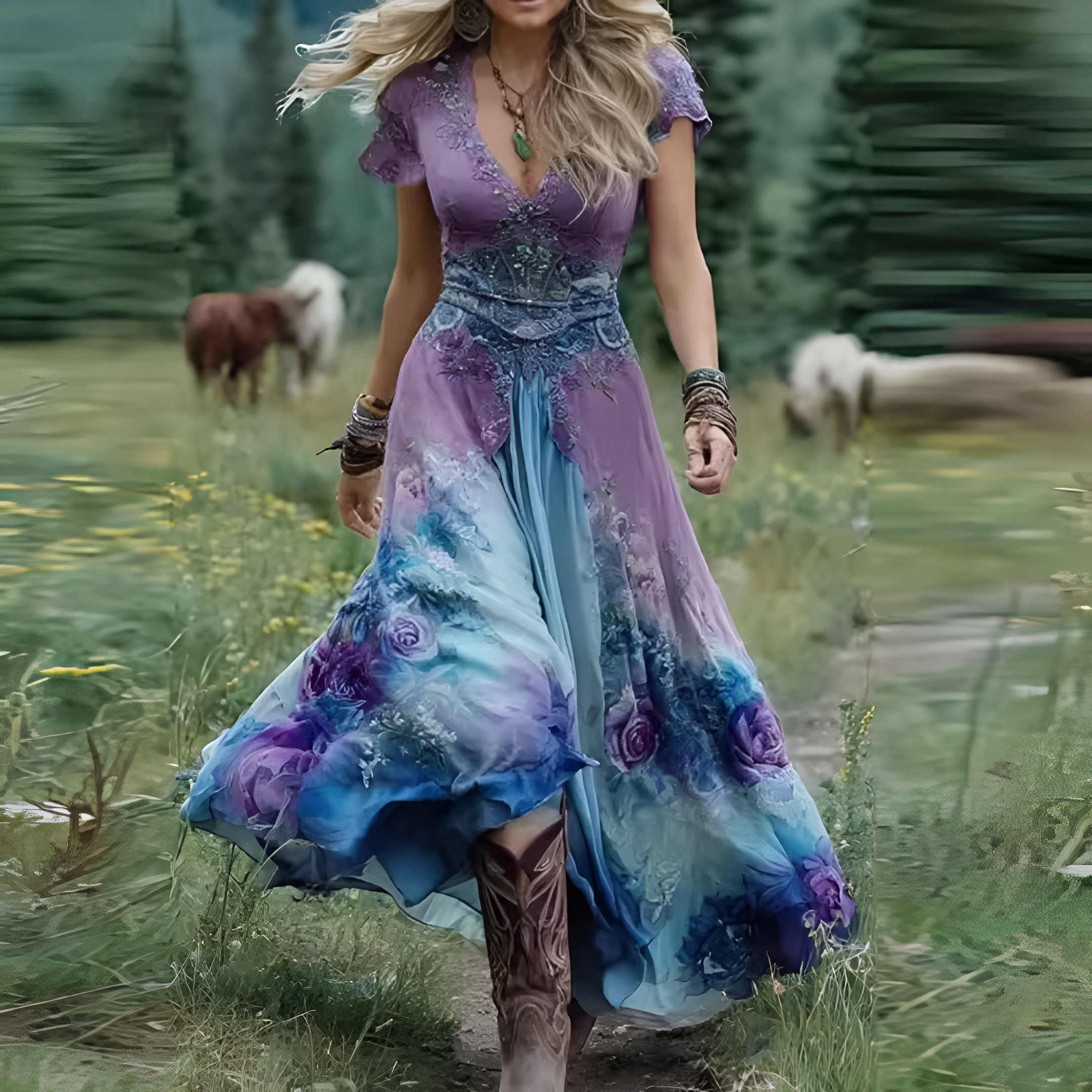 Kazimiera – Elegancka Sukienka Kwiatowa