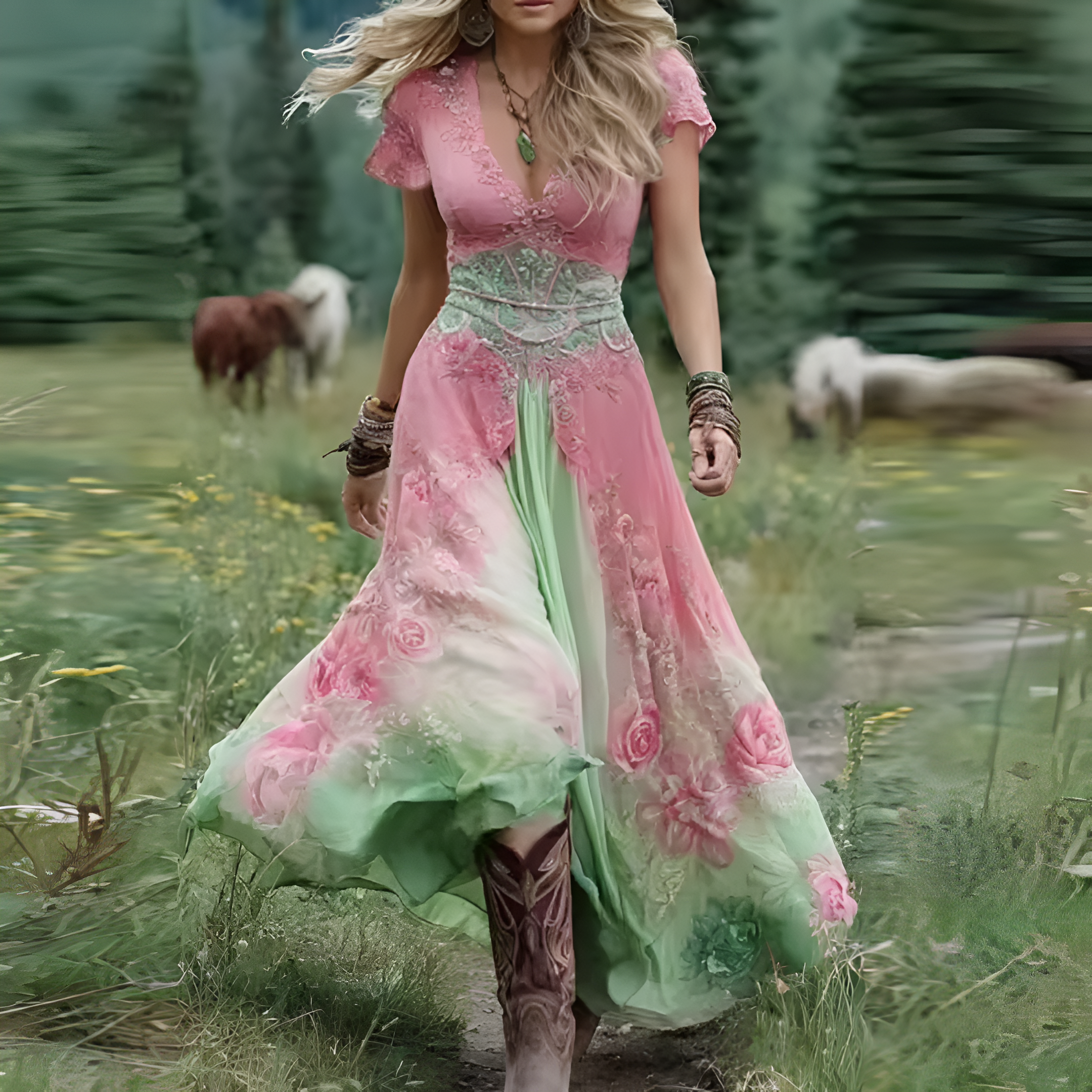 Kazimiera – Elegancka Sukienka Kwiatowa