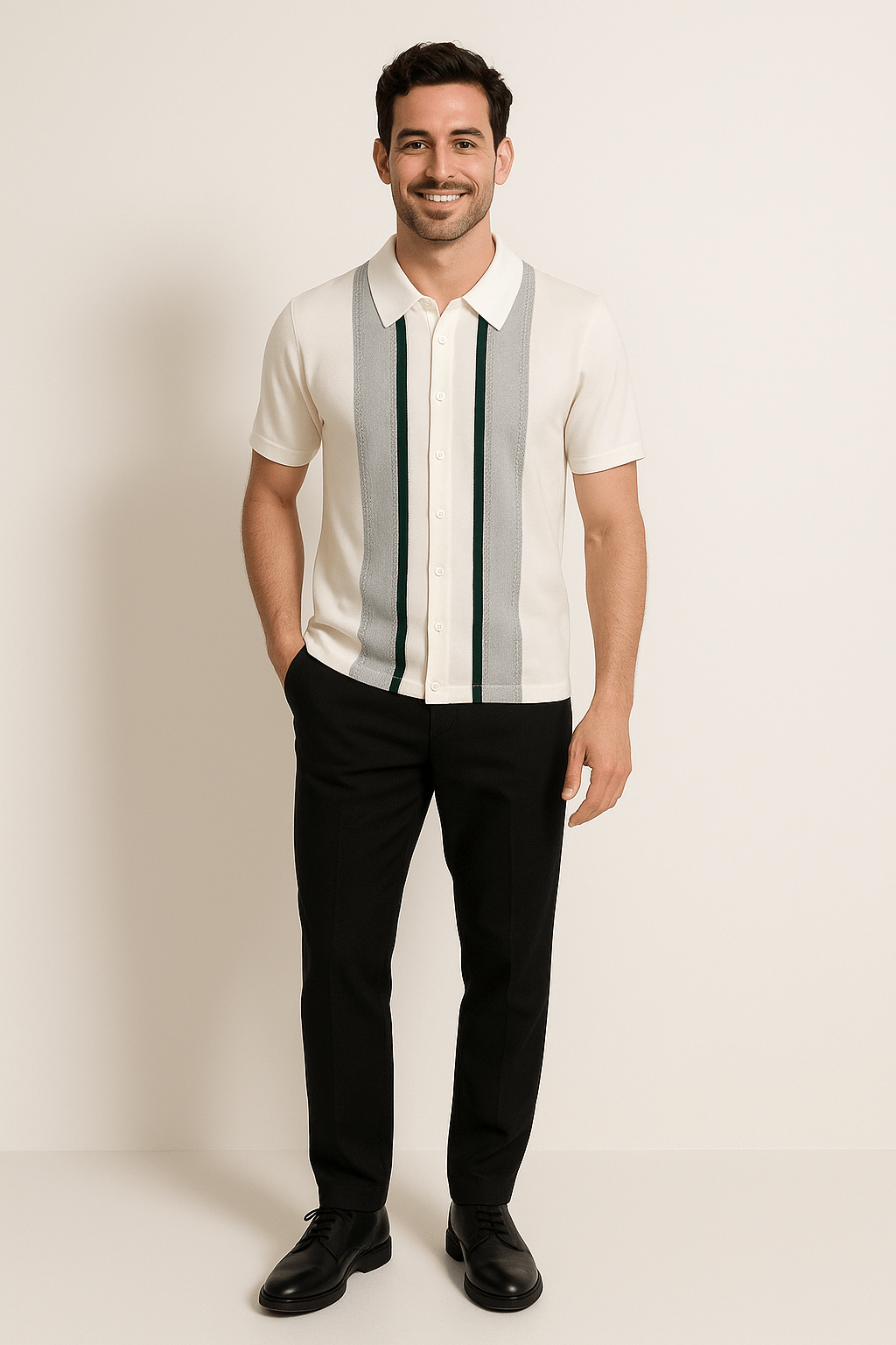 Miles Strickhemd Kurzarm mit Streifen